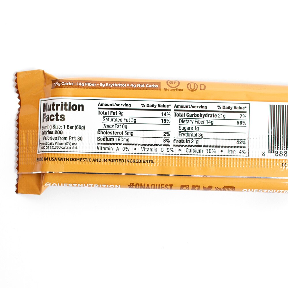 Protein, Food & Beverage, Quest, Bar, 2.12 ounce, 109525, Chocolate Chip Cookie Dough